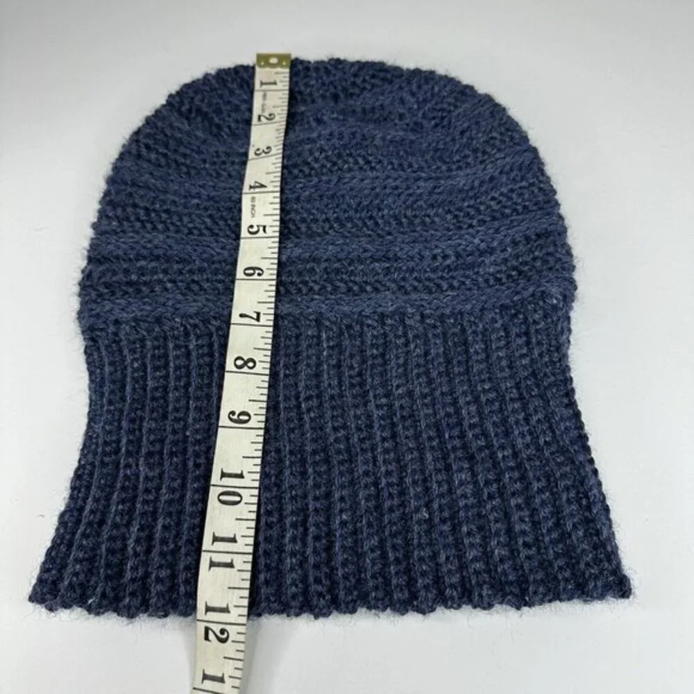 Created‎ by Cyd Navy Blue Superwash Merino Wool Crochet Beanie Slouchy Hat NEW